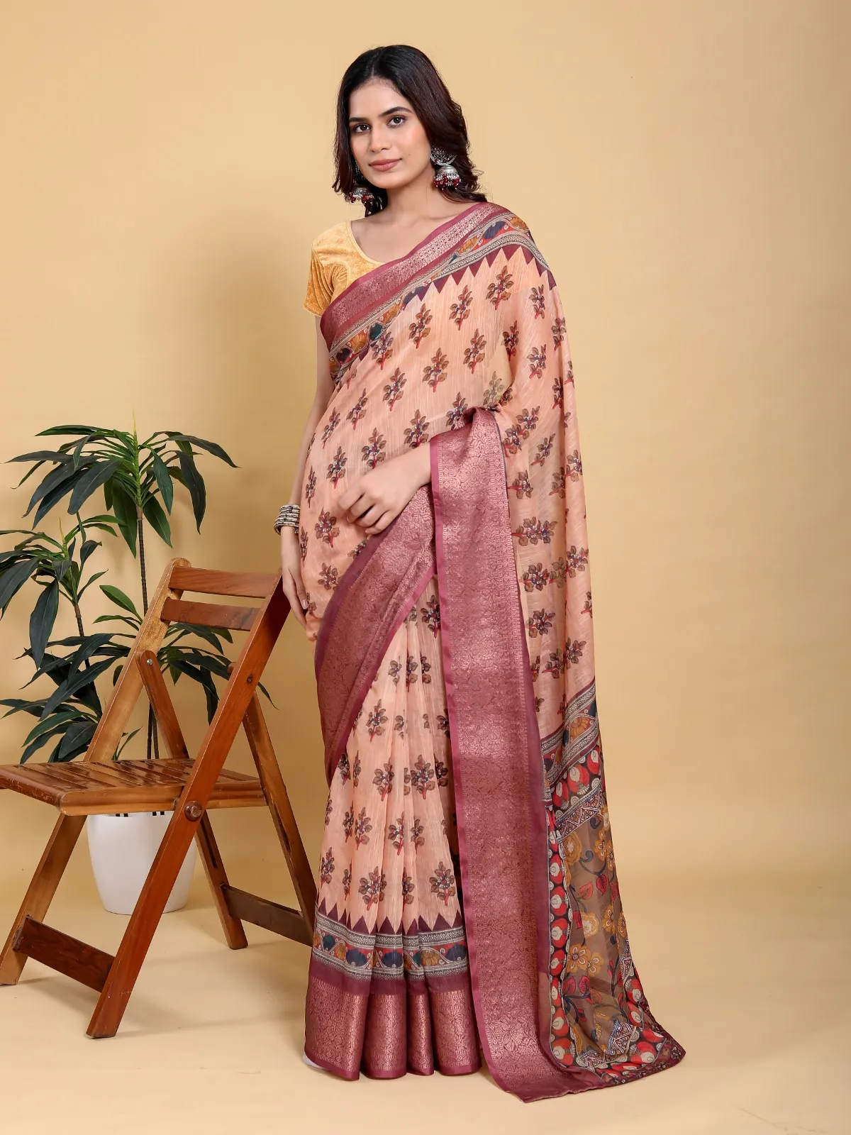 Linen Cotton printed saree - Image 5 in Kolkata